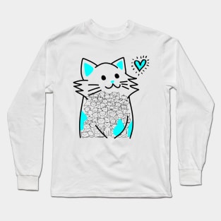 Cats Brighten Up My Heart (Blue) Long Sleeve T-Shirt